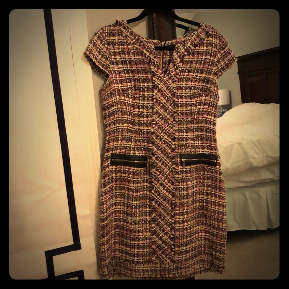 Karl Lagerfeld pink tweed dress 8